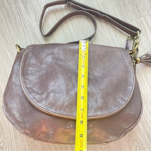 BORSE IN PELLE TAUPE LEATHER MADE ITALY ZIPPED JUMBO CROSSBODY BAG STRAP - Picture 15 of 16